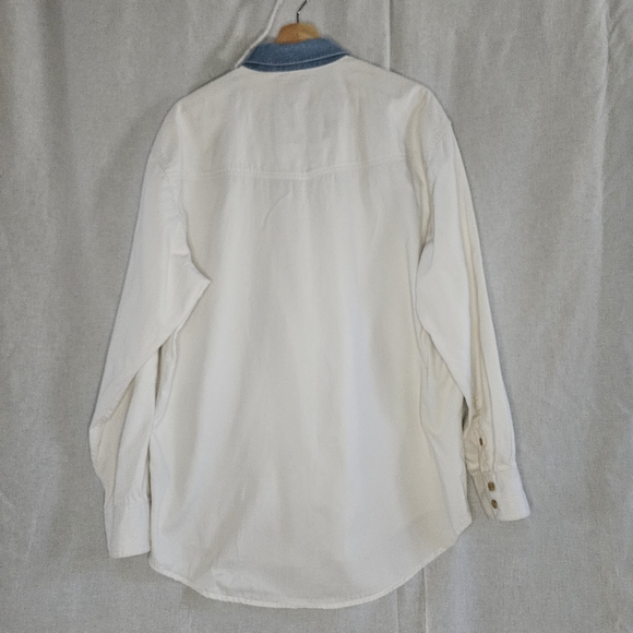 Men's White Denim Collar Shirt - Picture 2 of 6